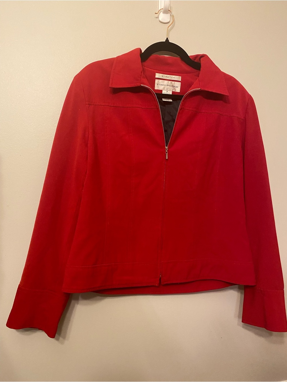 Evan Picone Bold Red Zip-Front Blazer Jacket